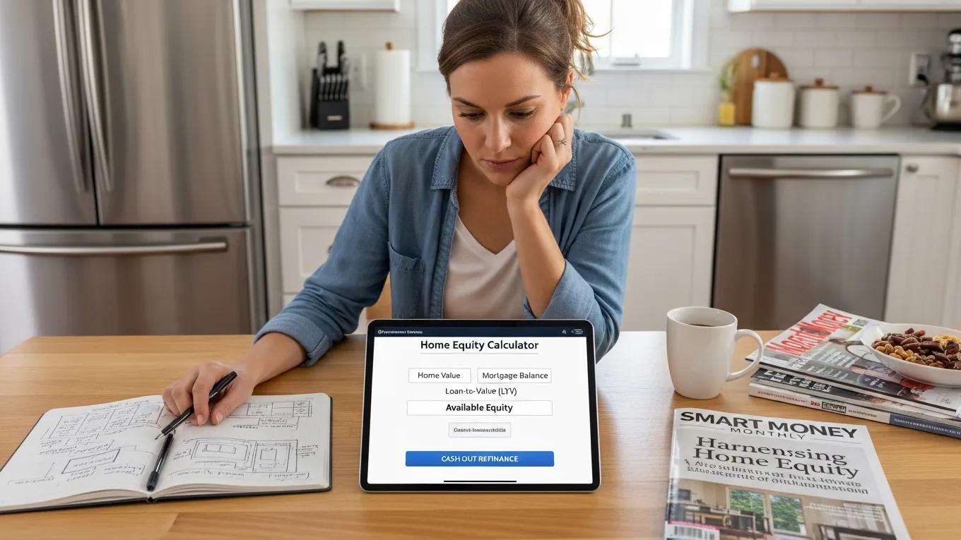 Homeowner analyzing loan-to-value limits for cash-out refinancing