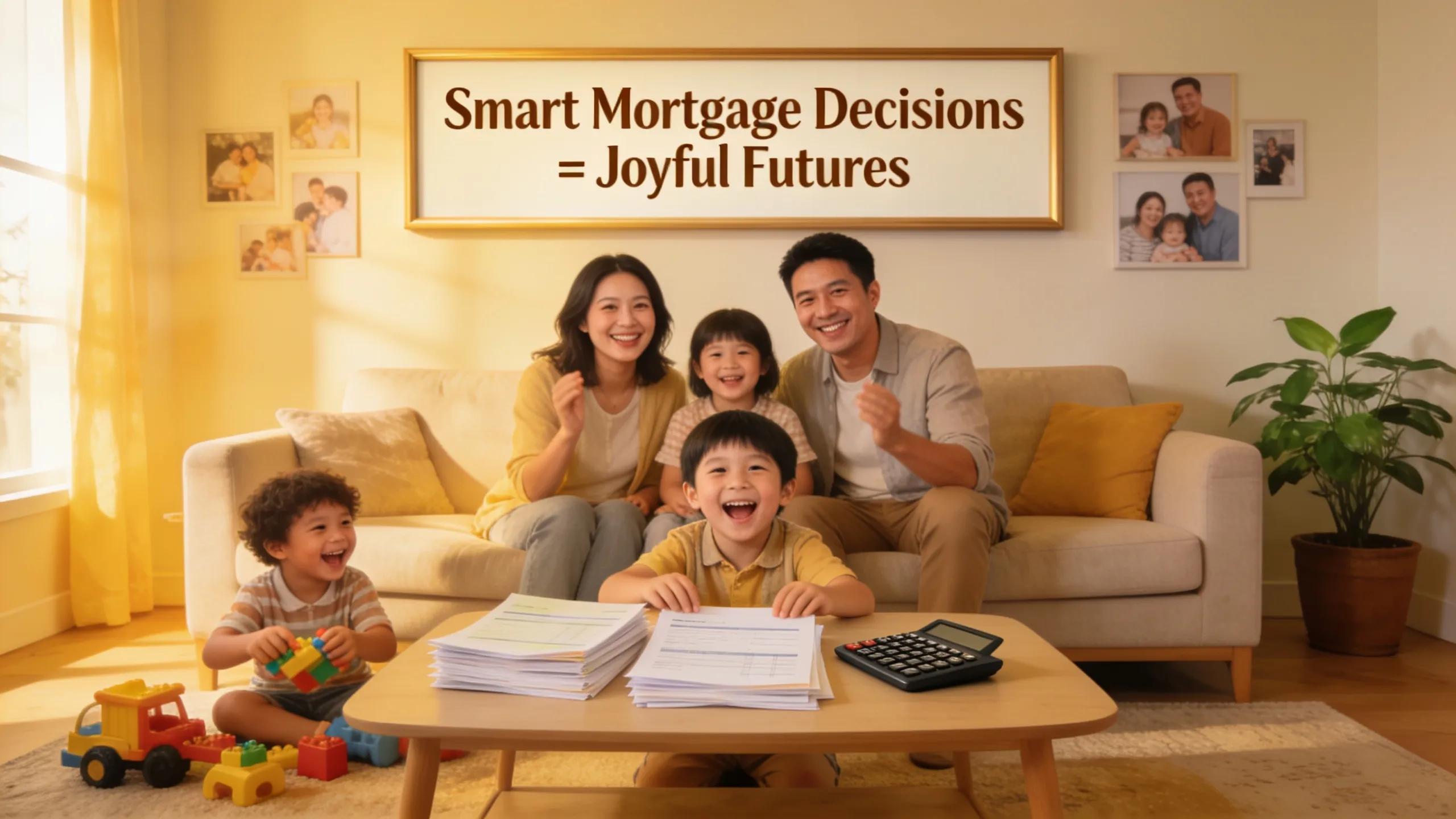 Family celebrating their financial freedom achieved through refinancing