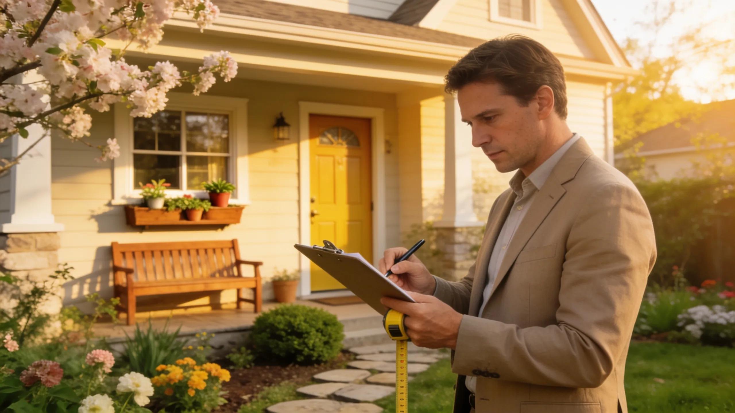 Appraiser evaluating a home for mortgage refinance